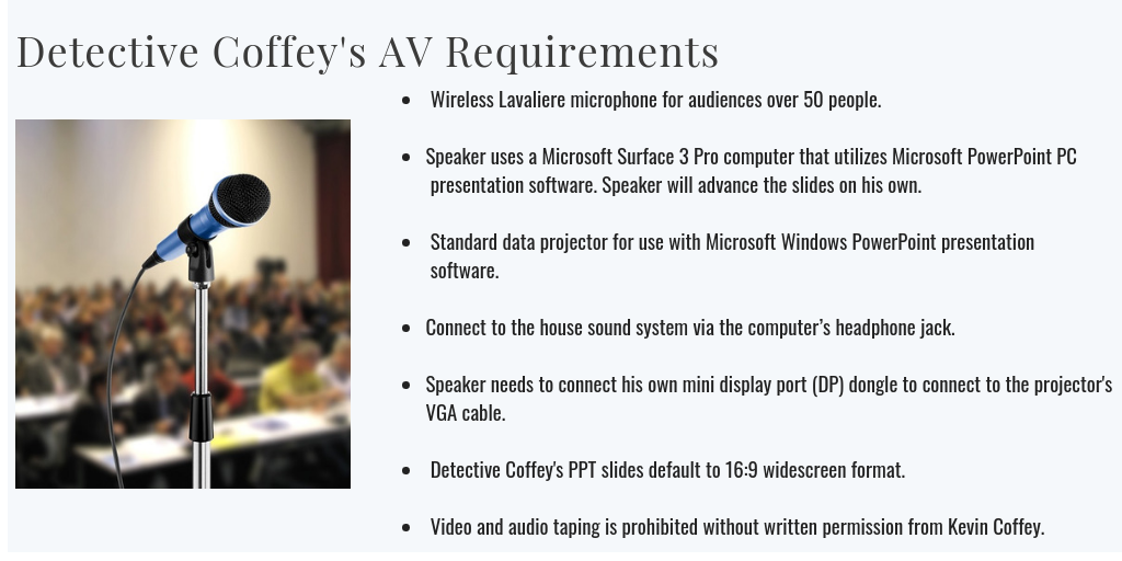 Kevin Coffey AV Requirements